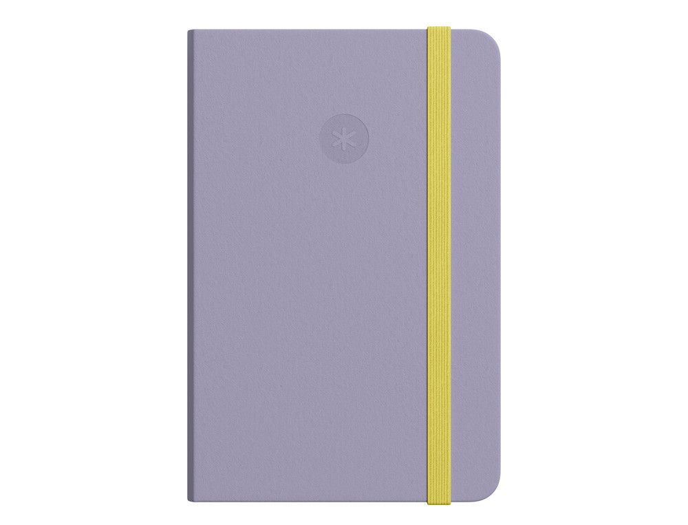 Cuaderno con gomilla antartik notes tapa dura a5 hojas lisas morado y amarillo 100 hojas 80 gr fsc