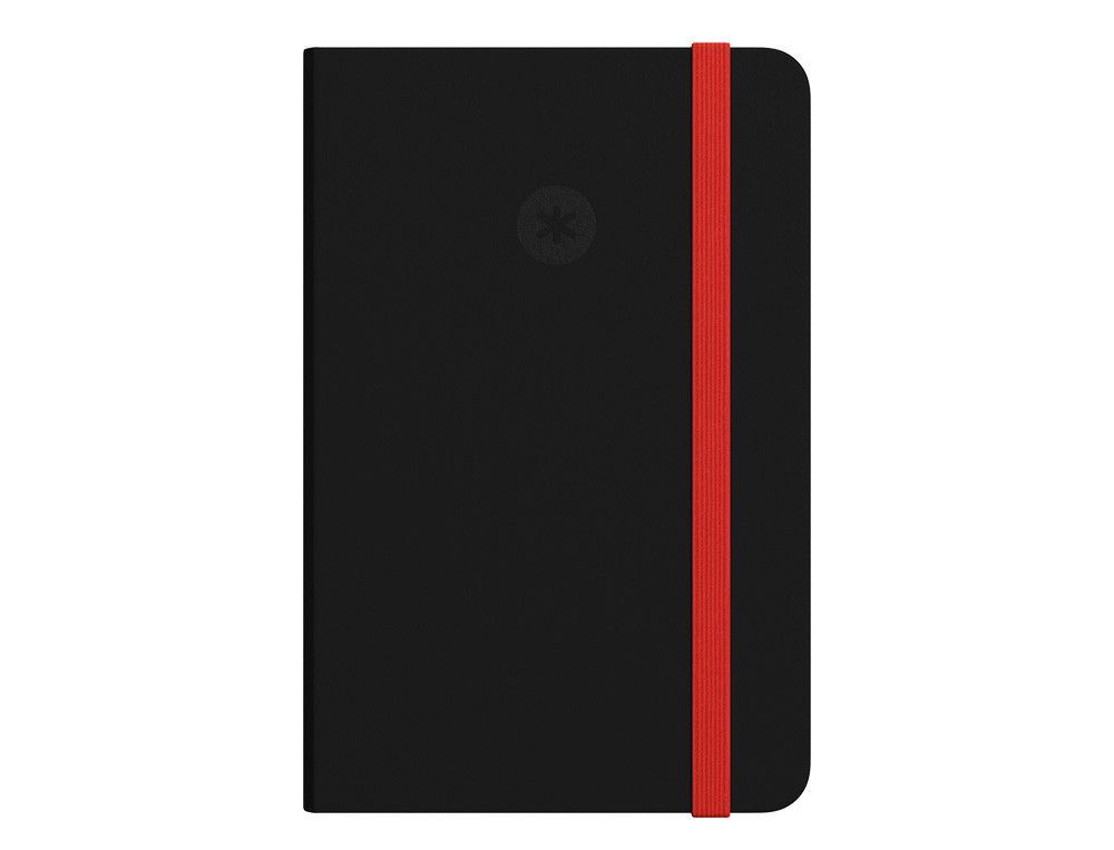Cuaderno con gomilla antartik notes tapa dura a5 hojas rayas negro y rojo 100 hojas 80 gr fsc