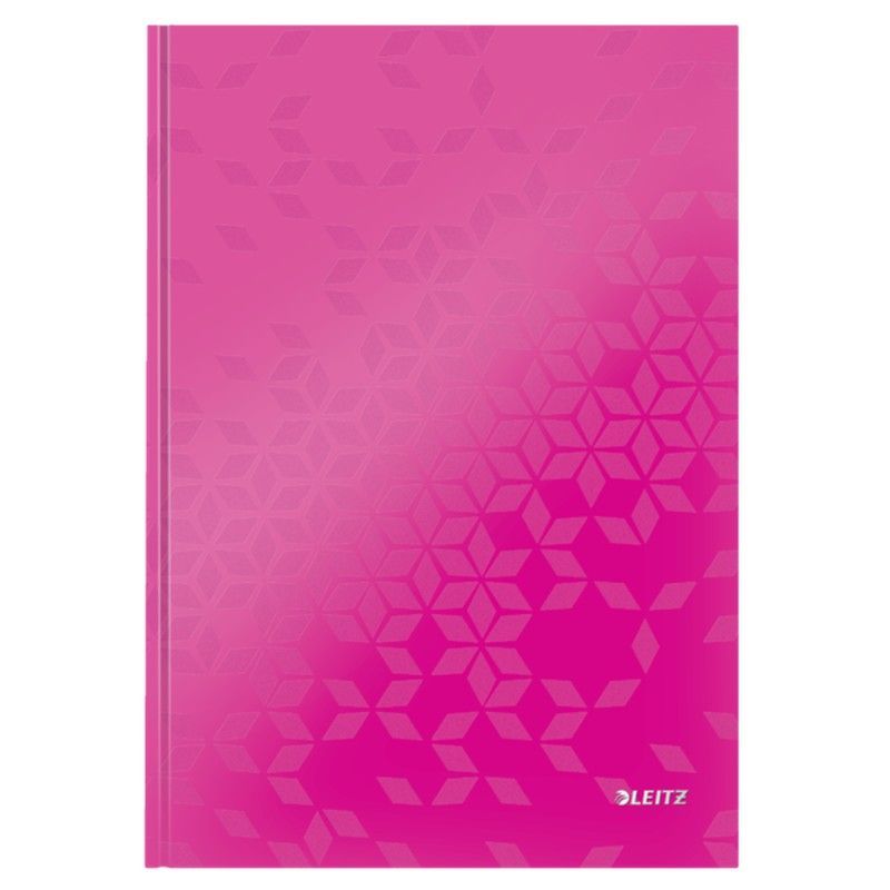 Cuaderno con tapas duras Leitz WOW, 80 hojas cuadriculado 5, DIN A4, fucsia