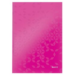 Cuaderno con tapas duras Leitz WOW, 80 hojas cuadriculado 5, DIN A4, fucsia