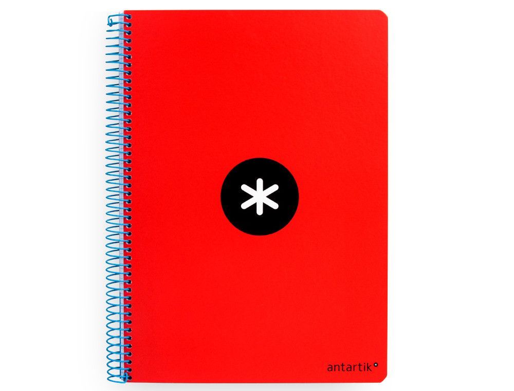 Cuaderno espiral liderpapel a4 antartik tapa dura 80h 100gr cuadro 4mm con margen color rojo