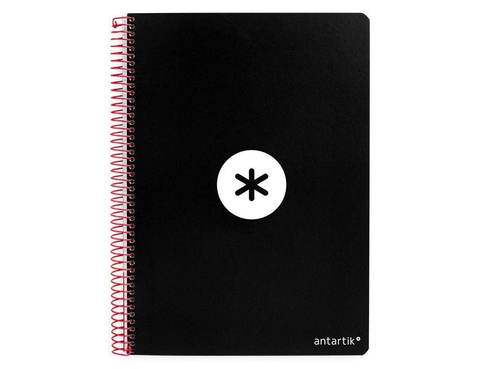 Cuaderno espiral liderpapel a4 antartik tapa dura 80h 100gr cuadro 4mm con margen color negro