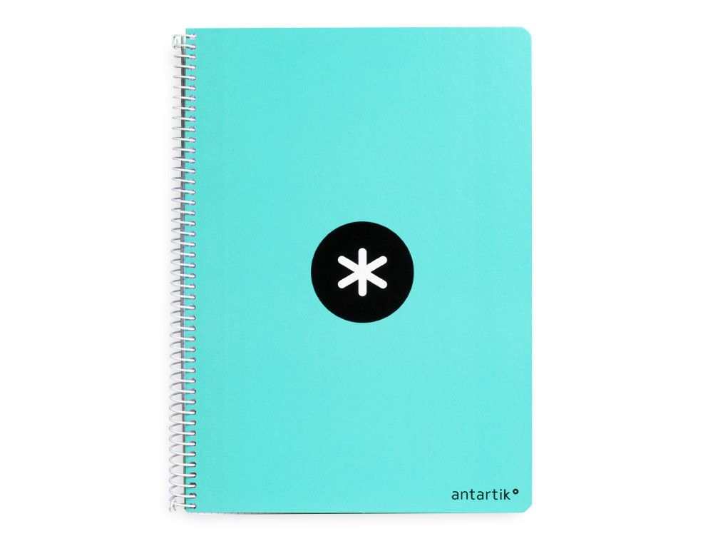 Cuaderno espiral liderpapel a4 antartik tapa dura 80h 100gr cuadro 4mm con margen color menta