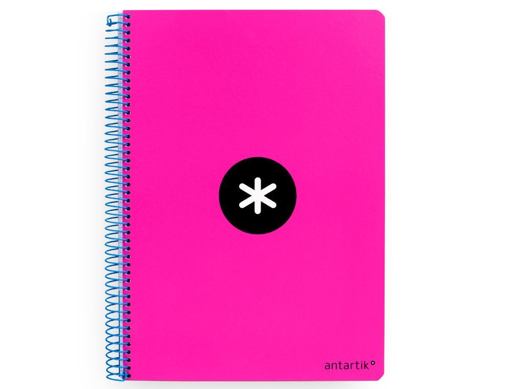 Cuaderno espiral liderpapel a4 antartik tapa dura 80h 100gr cuadro 4mm con margen color rosa fluor