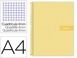 Cuaderno espiral liderpapel a4 crafty tapa forrada 80h 90 gr cuadro 4mm con margen color amarillo