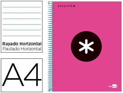Cuaderno Espiral Liderpapel A4 Micro Antartik Tapa Forrada 120H 90 gr Horizontal 5 Bandas 4 Taladros Color Rosa