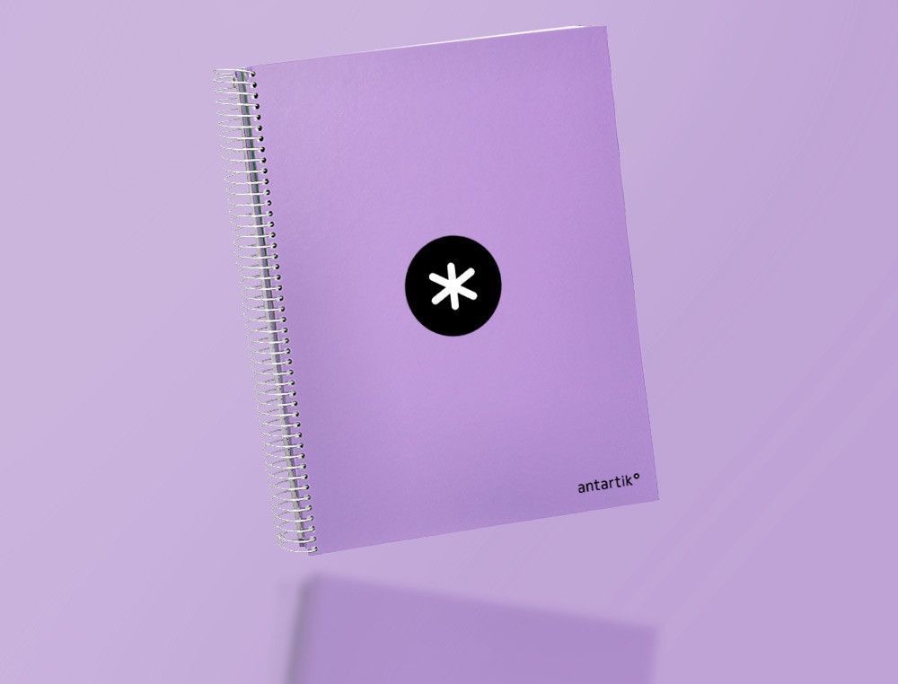 Cuaderno espiral liderpapel a4 micro antartik tapa forrada 120h 90 gr horizontal 5 banda4 taladros color lavanda