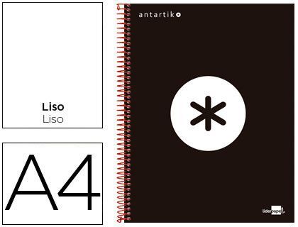 Cuaderno Espiral Liderpapel A4 Micro Antartik Tapa Forrada 120H 90 gr Liso con Bandas 4 Taladros Color Negro