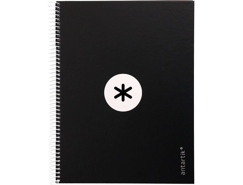 Cuaderno espiral liderpapel a4 micro antartik tapa forrada 80h 90 gr cuadro 5mm 1 banda 4 taladros negro
