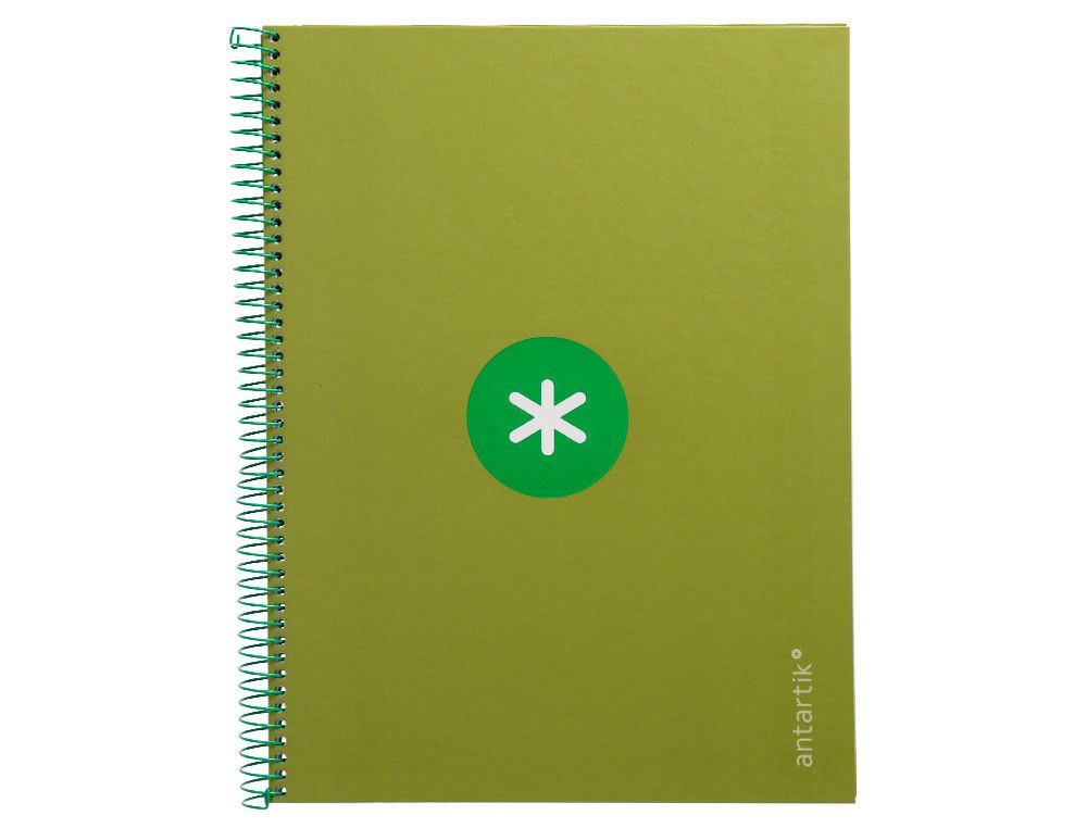 Cuaderno espiral liderpapel a4 micro antartik tapa forrada 80h 90 gr cuadro 5mm 1 banda 4 taladros verde