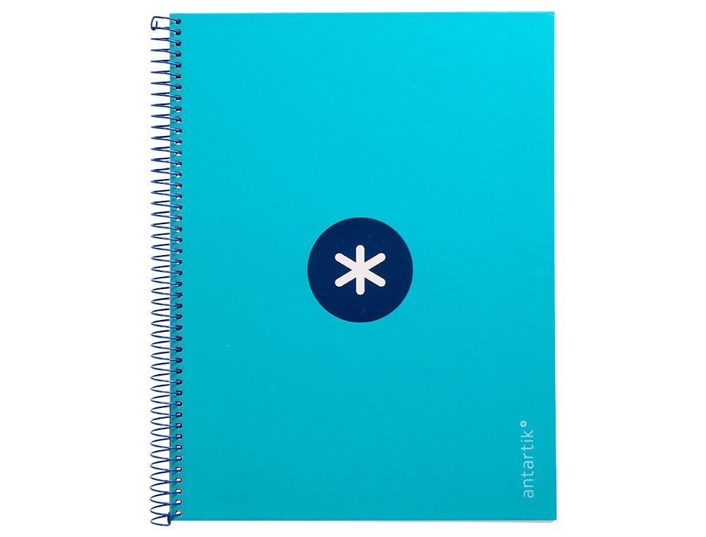 Cuaderno espiral liderpapel a4 micro antartik tapa forrada 80h 90 gr cuadro 5mm 1 banda 4 taladros turquesa