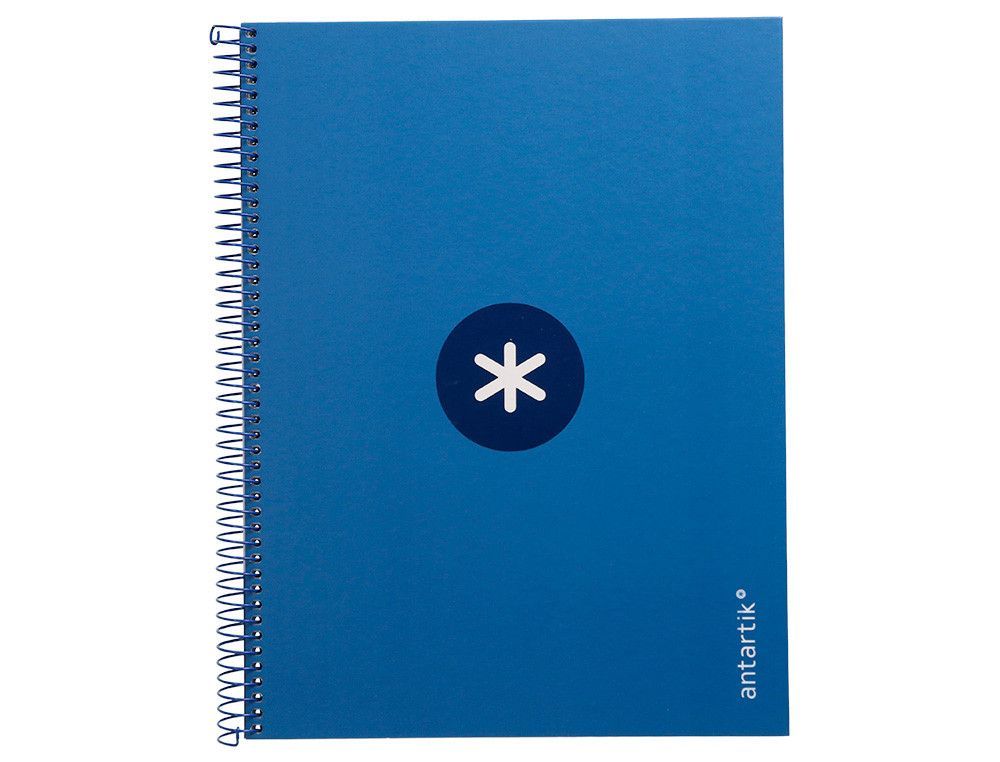 Cuaderno espiral liderpapel a4 micro antartik tapa forrada 80h 90 gr cuadro 5mm 1 banda 4 taladros azul oscuro