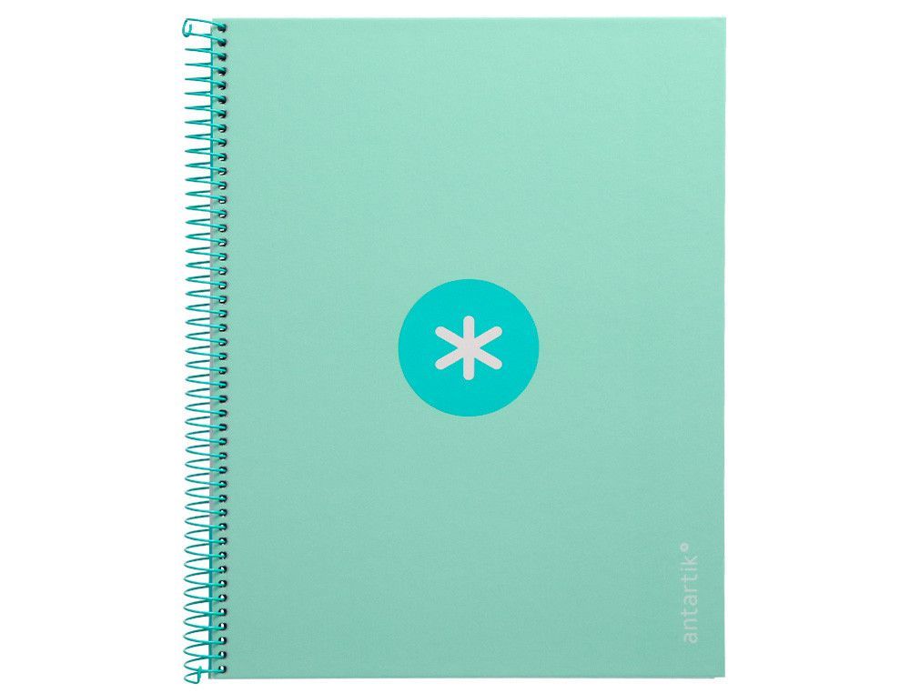 Cuaderno espiral liderpapel a4 micro antartik tapa forrada80h 90 gr horizontal 1 banda 4 taladros color menta