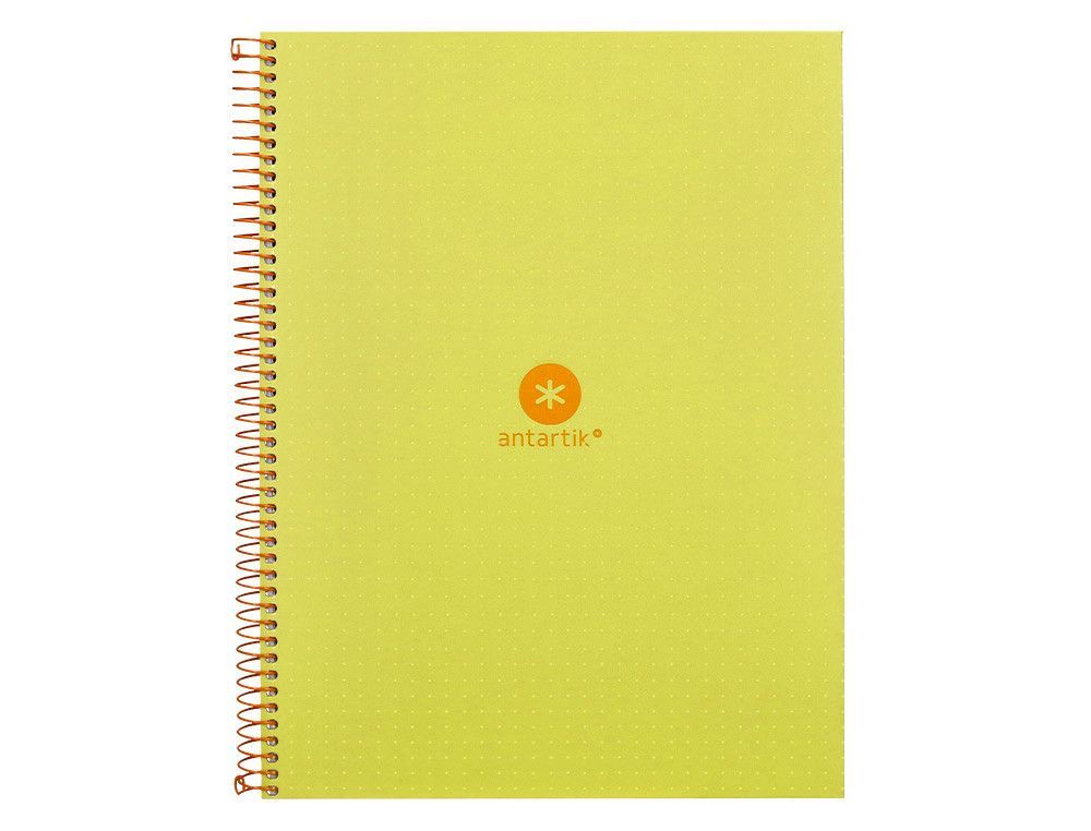 Cuaderno espiral liderpapel a4 micro antartik tapa forrada80h 90 gr rayado puntos 1 banda 4 taladros amarillo
