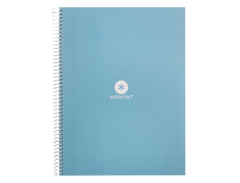 Cuaderno espiral liderpapel a4 micro antartik tapa forrada80h 90 gr rayado puntos 1 banda 4 taladros celeste