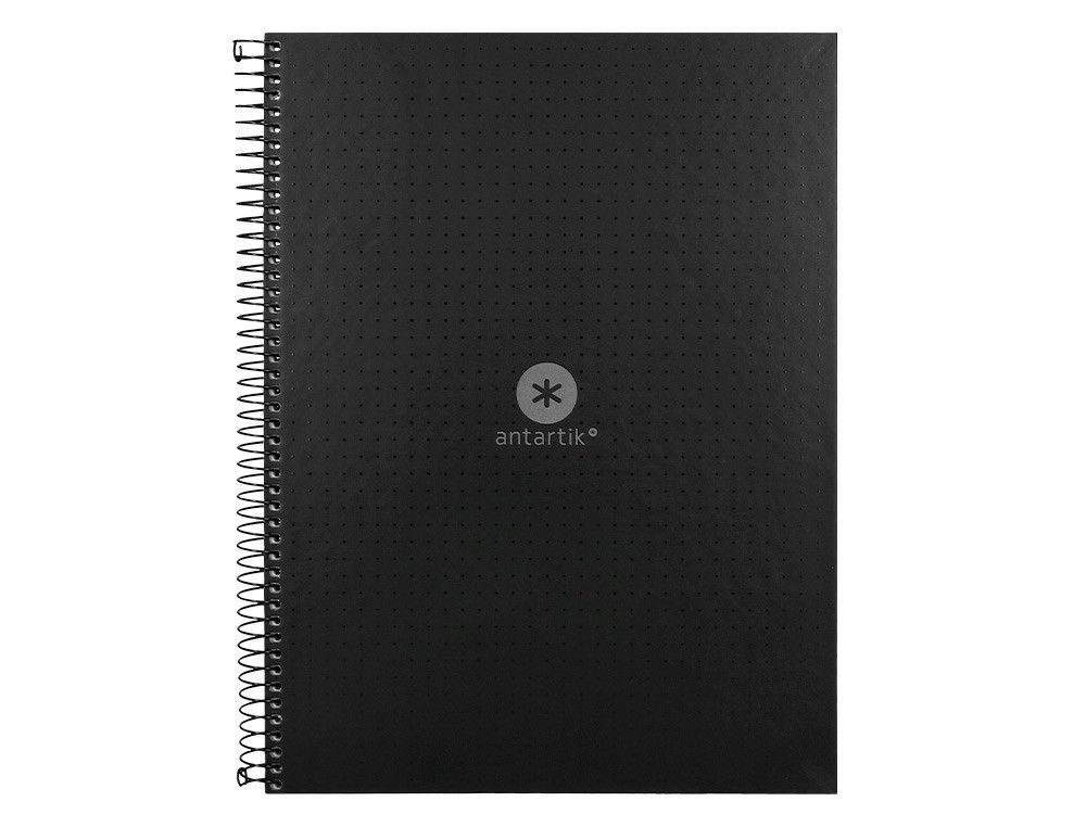 Cuaderno espiral liderpapel a4 micro antartik tapa forrada80h 90 gr rayado puntos 1 banda 4 taladros negro