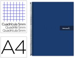 Cuaderno espiral liderpapel a4 micro crafty tapa forrada 120h 90 gr cuadro 5 mm 5 bandas 4 colores color azul