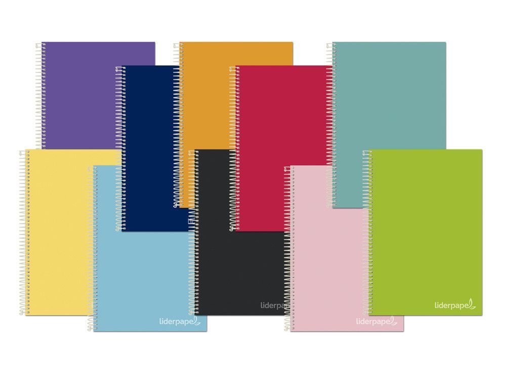 Cuaderno espiral liderpapel a4 micro jolly tapa forrada 140h 75 gr cuadro 4mm 5 bandas4 taladros colores surtidos