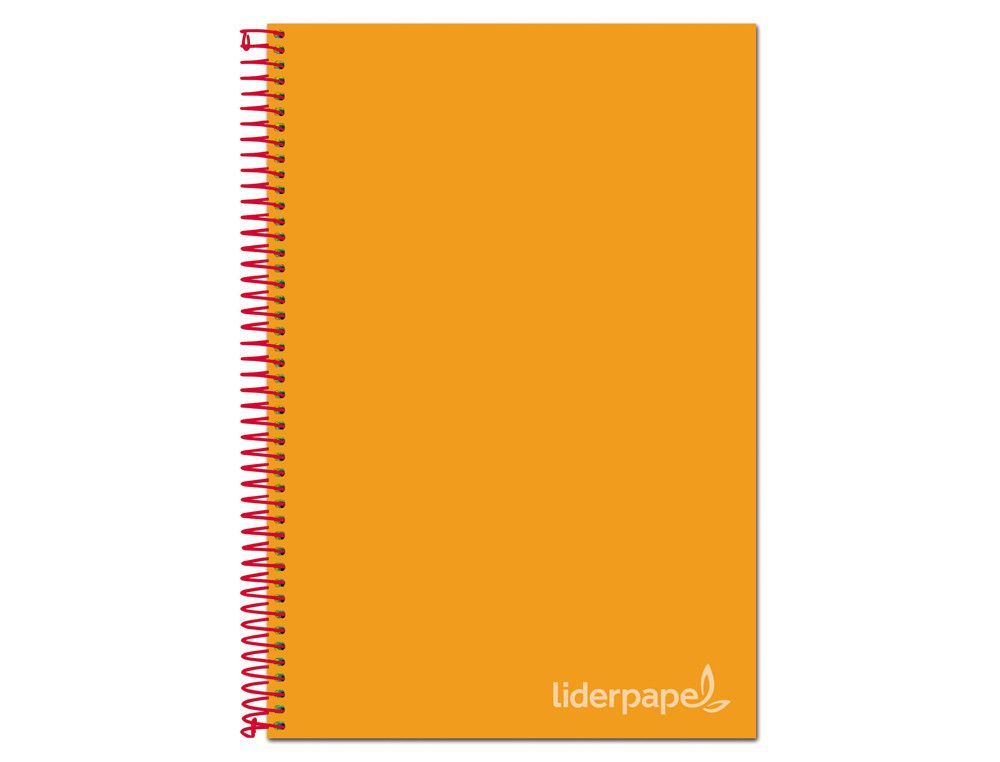 Cuaderno espiral liderpapel a4 micro jolly tapa forrada 140h 75 gr cuadro 5mm 5 bandas4 taladros color naranja