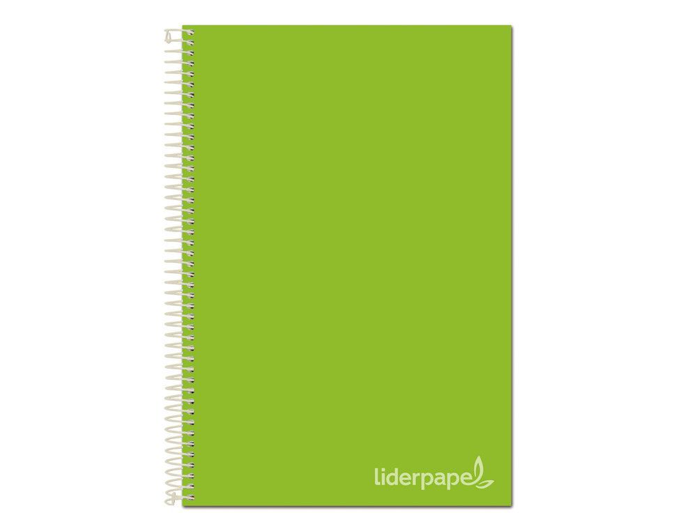 Cuaderno espiral liderpapel a4 micro jolly tapa forrada 140h 75 gr cuadro 5mm 5 bandas 4 taladros color verde