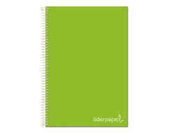 Cuaderno espiral liderpapel a4 micro jolly tapa forrada 140h 75 gr cuadro 5mm 5 bandas 4 taladros color verde