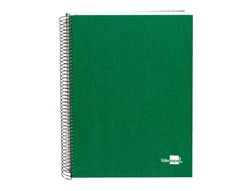 Cuaderno espiral liderpapel A4 micro papercoat tapa forrada 140h 75 gr cuadro5mm 5 bandas 4 taladros verde