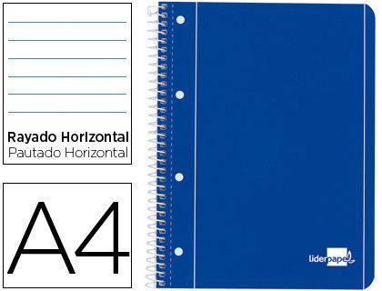 Cuaderno Espiral Liderpapel A4 Micro Serie Azul Tapa Blanda 80H 80 Gr Horizontal con Margen 4 Taladros Azul