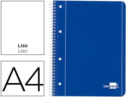 Cuaderno Espiral Liderpapel A4 Micro Serie Azul Tapa Blanda 80H 80 Gr Liso con Margen 4 Taladros Azul