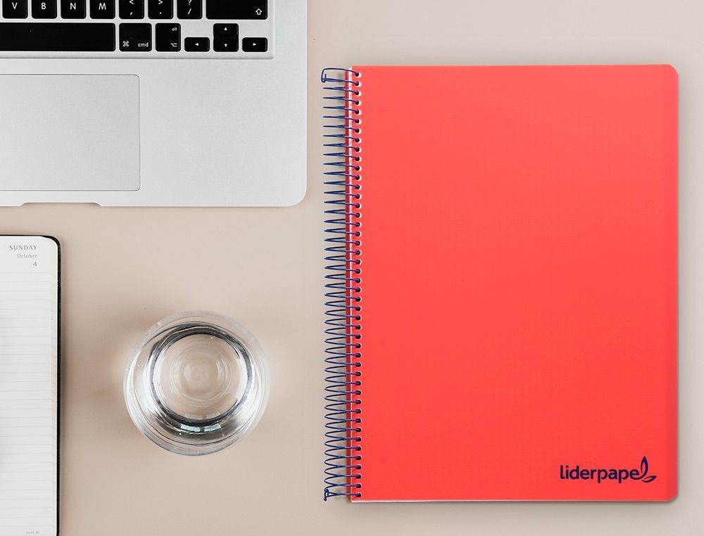 Cuaderno espiral liderpapel A4 micro wonder tapa plastico 120h 90gr horizontal 5 bandas 4 taladros colores