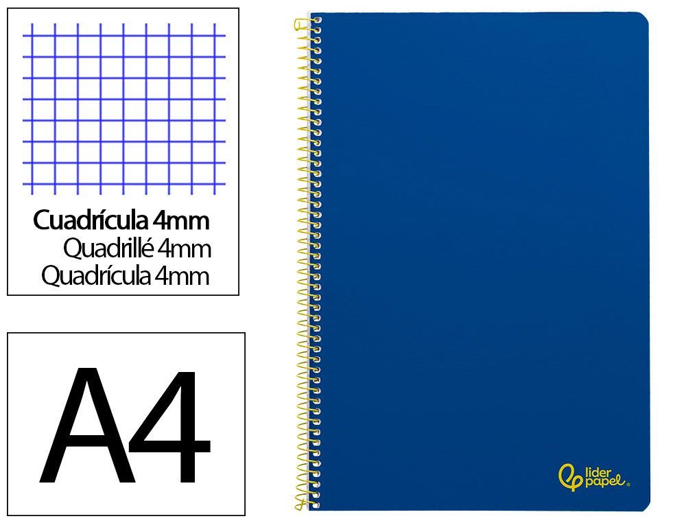 Cuaderno espiral liderpapel A4 smart tapa blanda 80h 75gr cuadro 4mm con margen color azul oscuro