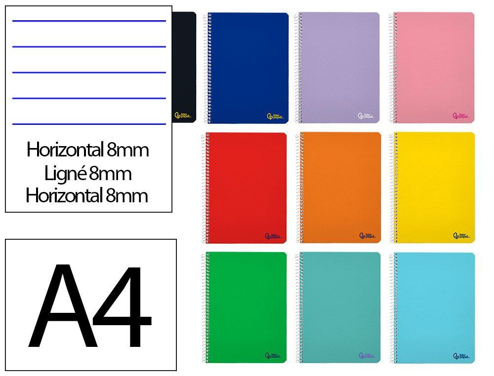 Cuaderno espiral liderpapel A4 smart tapa blanda 80h 75gr horizontal 8mm con margen colores surtidos