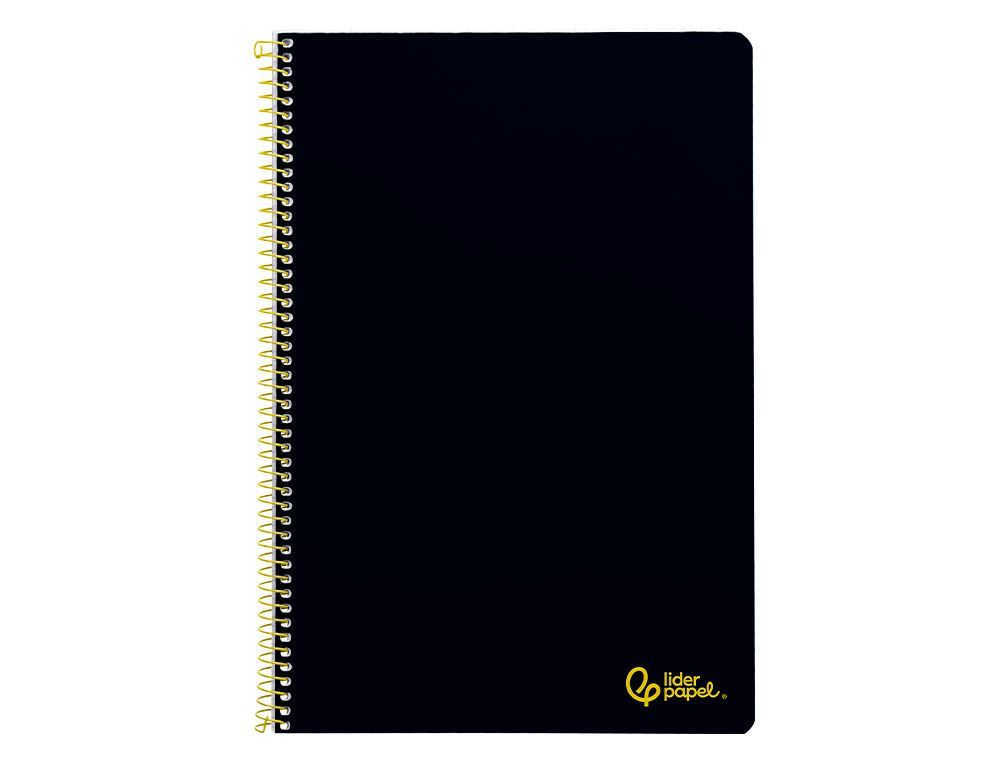 Cuaderno espiral liderpapel A4 smart tapa blanda 80h 75gr pauta 2,5mm con margen color negro
