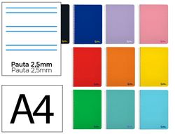 Cuaderno espiral liderpapel A4 smart tapa blanda 80h 75gr pauta 2,5mm con margen colores surtidos