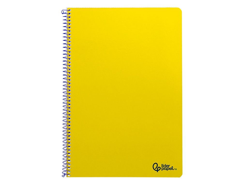 Cuaderno espiral liderpapel A4 smart tapa blanda 80h 75gr pauta 3,5mm con margen color amarillo