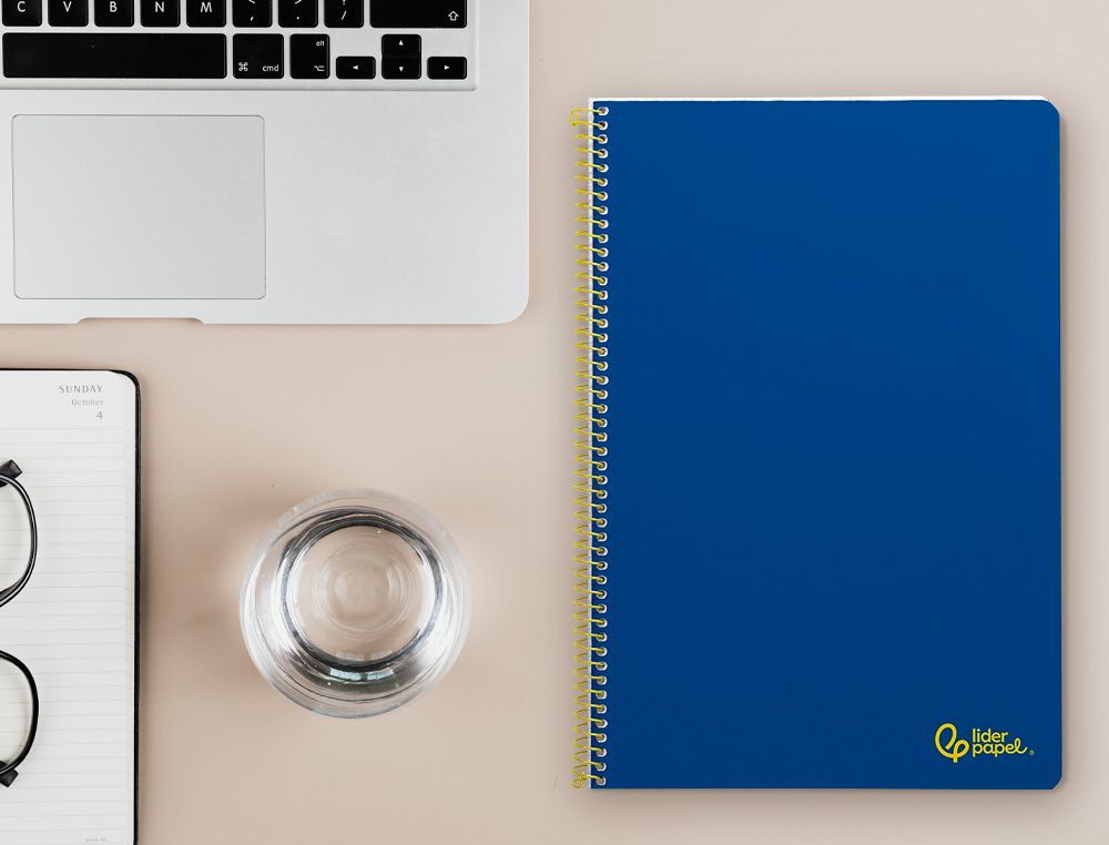 Cuaderno espiral liderpapel A4 smart tapa blanda 80h 75gr pauta 3,5mm con margen color azul oscuro