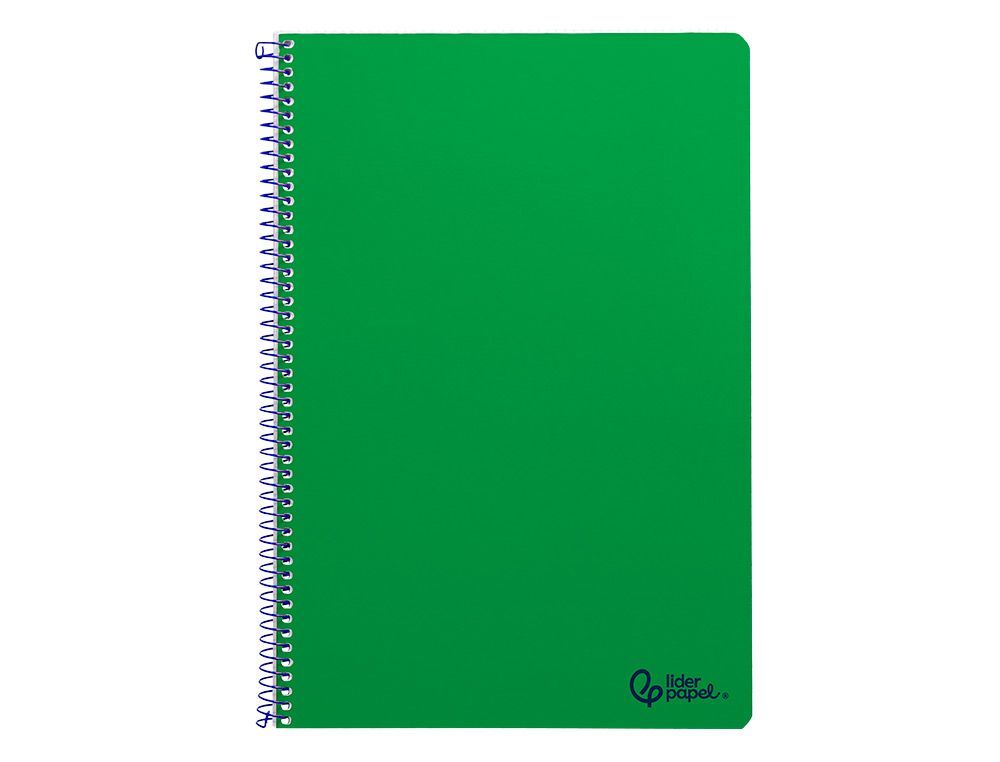 Cuaderno espiral liderpapel A4 smart tapa blanda 80h 75gr rayado horizontal con margen color verde