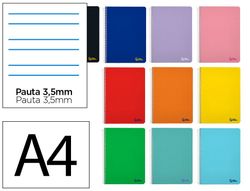 Cuaderno espiral liderpapel A4 smart tapa blanda 80h 75gr rayado montessori 3,5mm con margen colores surtidos