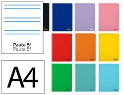 Cuaderno espiral liderpapel A4 smart tapa blanda 80h 75gr rayado montessori 5mm con margen colores surtidos