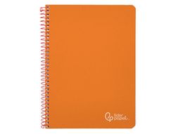 Cuaderno espiral liderpapel A4 witty tapa dura 80h 90gr rayado horizontal con margen color naranja