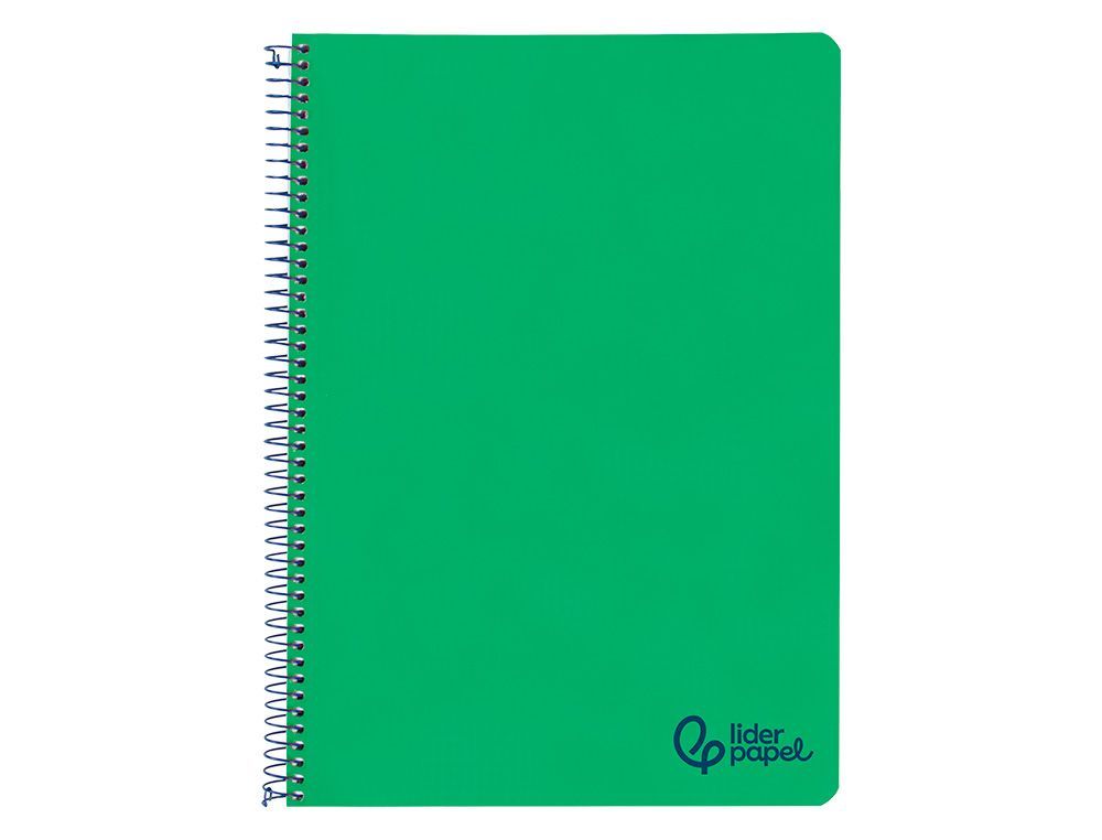 Cuaderno espiral liderpapel A4 wonder tapa plastico 80h 90gr pauta ancha 3,5mm con margen color verde oscuro