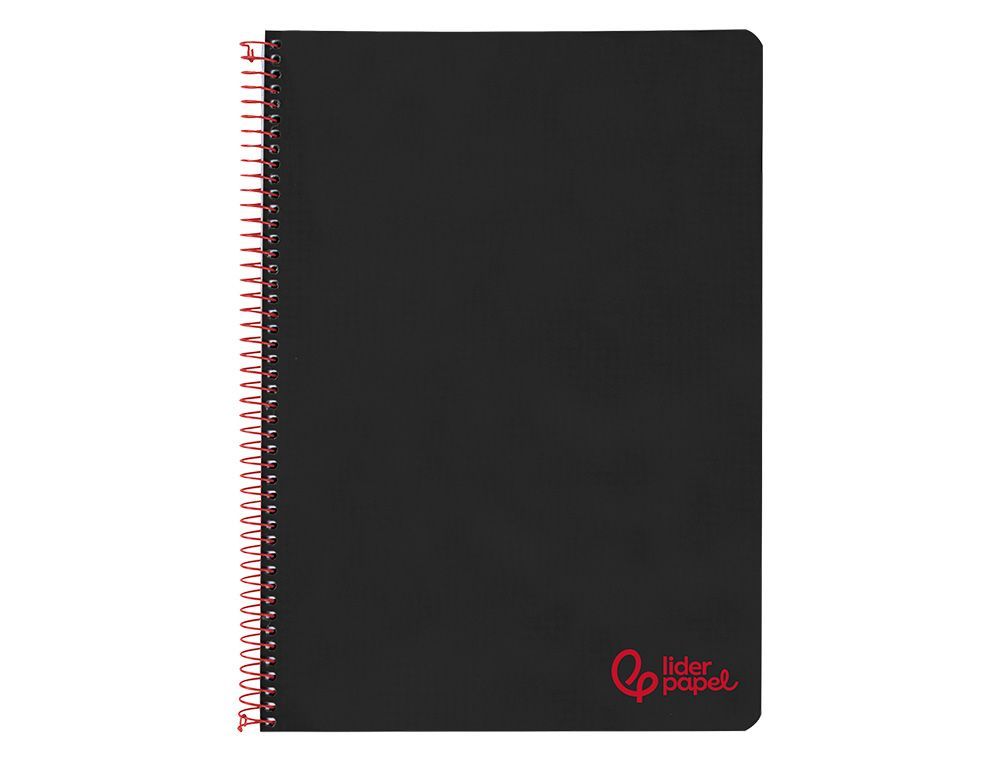 Cuaderno espiral liderpapel A4 wonder tapa plastico 80h 90gr pauta ancha 3,5mm con margen color negro