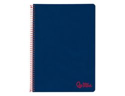 Cuaderno espiral liderpapel A4 wonder tapa plastico 80h 90gr pauta ancha 3,5mm con margen color azul marino