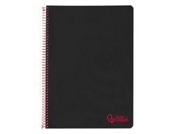 Cuaderno espiral liderpapel A4 wonder tapa plastico 80h 90gr rayado horizontal con margen color negro