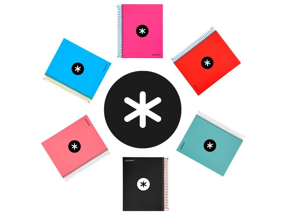 Cuaderno espiral liderpapel a5 micro antartik tapa forrada 120 h 100g horizontal 5 bandas6 taladros colores surtidos