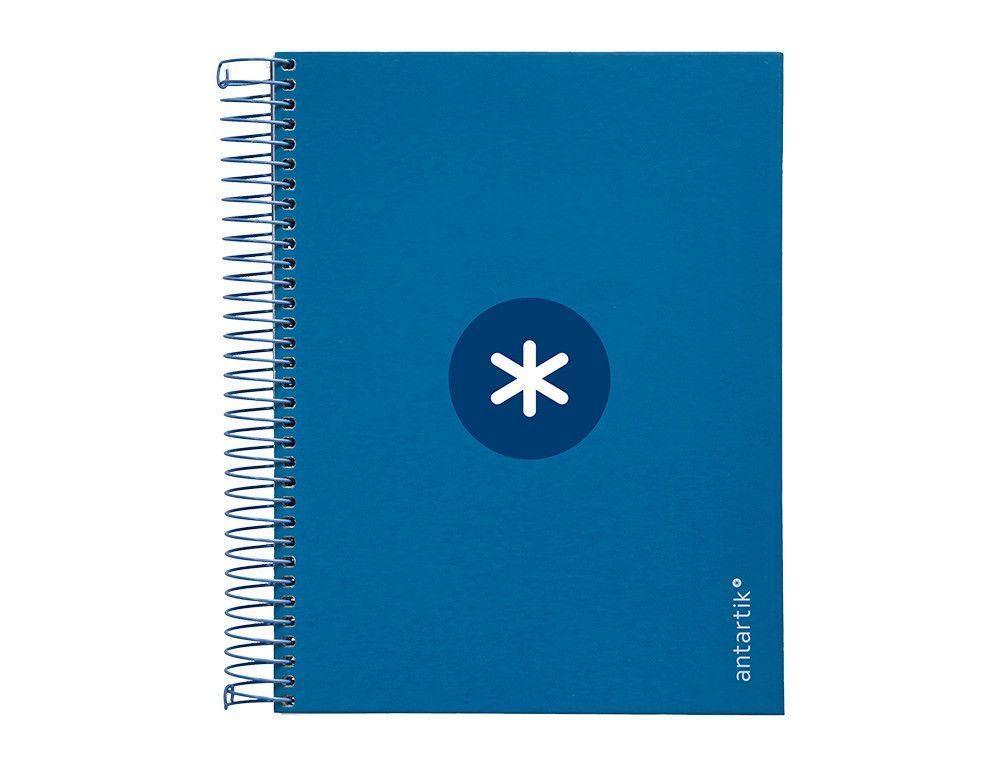 Cuaderno espiral liderpapel a5 micro antartik tapa forrada 120h 90 gr cuadro 5mm 5 banda6 taladros color azul oscuro