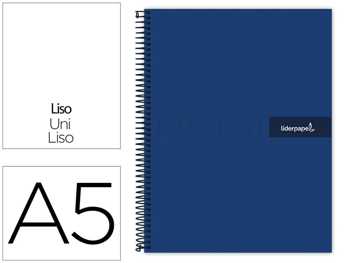 Cuaderno espiral liderpapel a5 micro crafty tapa forrada 120h 90 gr cuadro 5mm 5 bandas6 taladros color azul