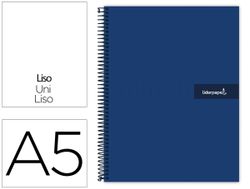 Cuaderno espiral liderpapel a5 micro crafty tapa forrada 120h 90 gr cuadro 5mm 5 bandas6 taladros color azul