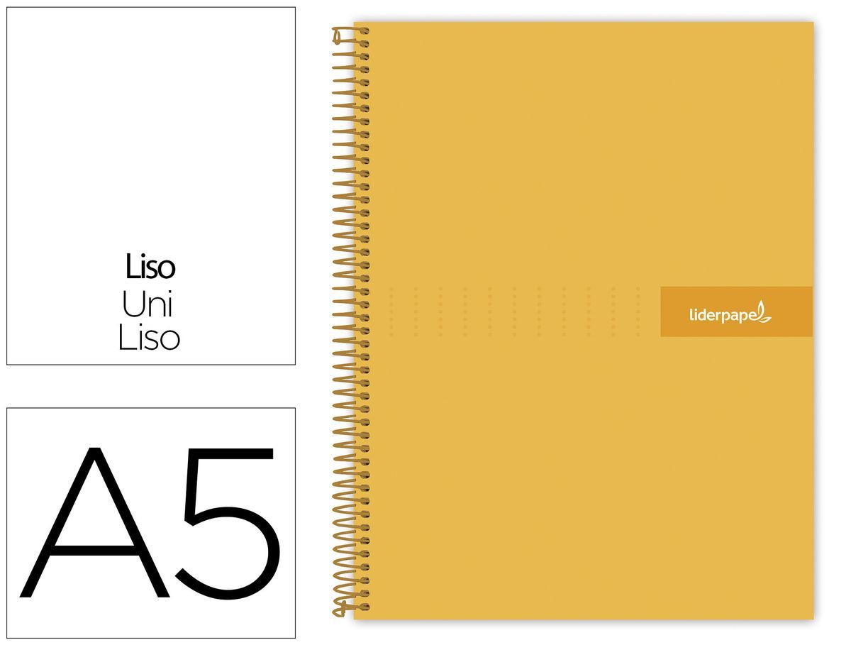 Cuaderno espiral liderpapel a5 micro crafty tapa forrada 120h 90 gr cuadro 5mm 5 bandas6 taladros color naranja
