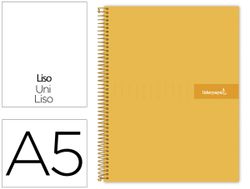 Cuaderno espiral liderpapel a5 micro crafty tapa forrada 120h 90 gr cuadro 5mm 5 bandas6 taladros color naranja
