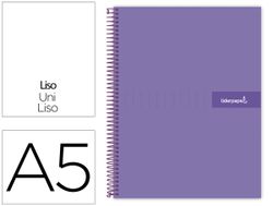 Cuaderno espiral liderpapel a5 micro crafty tapa forrada 120h 90 gr cuadro 5mm 5 bandas6 taladros color violeta